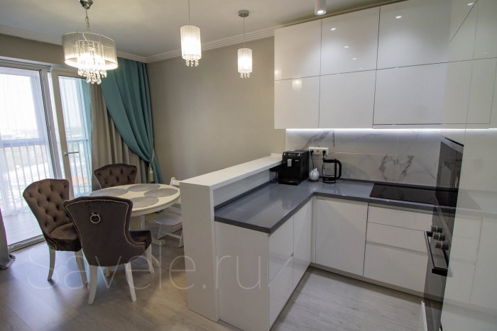 Кухня буквой п с барной стойкой