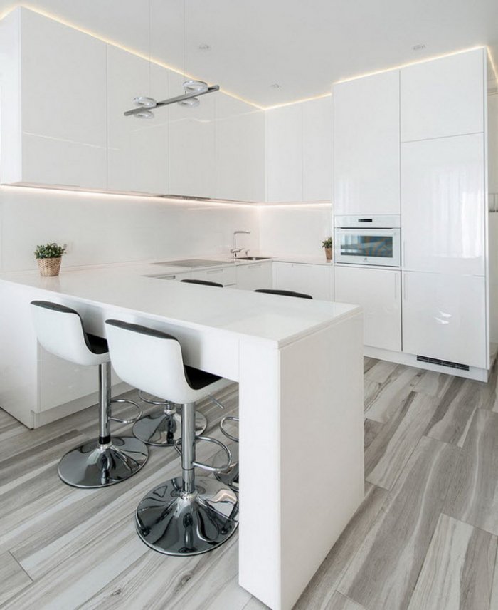 Кухня с барной стойкой Минимализм