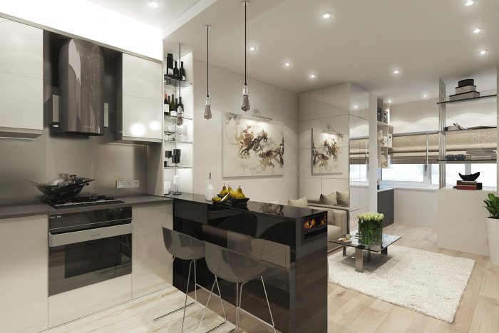 Кухни п образные для студии