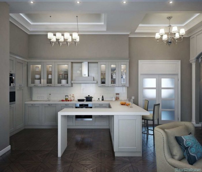 Городская классика кухня гостиная