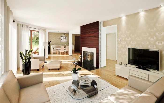 Современная светлая гостиная