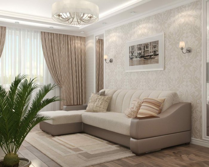 Гостиная в светлых тонах