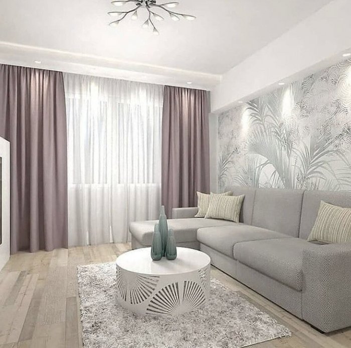 Гостиная в светлых тонах реальное