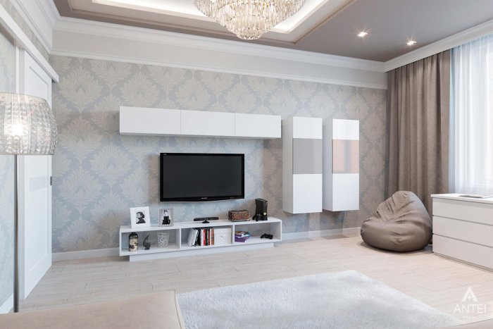 Обои для гостиной в светлых