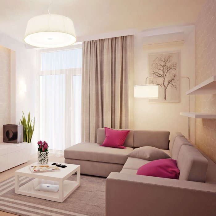 Гостиная в светлых тонах