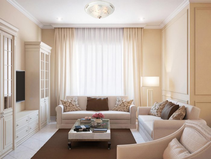 Гостиная 18кв м в стиле классика