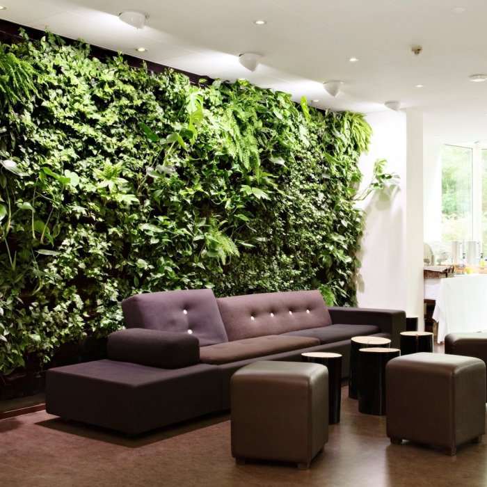 Фитостена в интерьере гостиной
