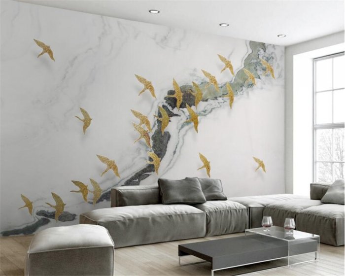 Роспись стены за диваном