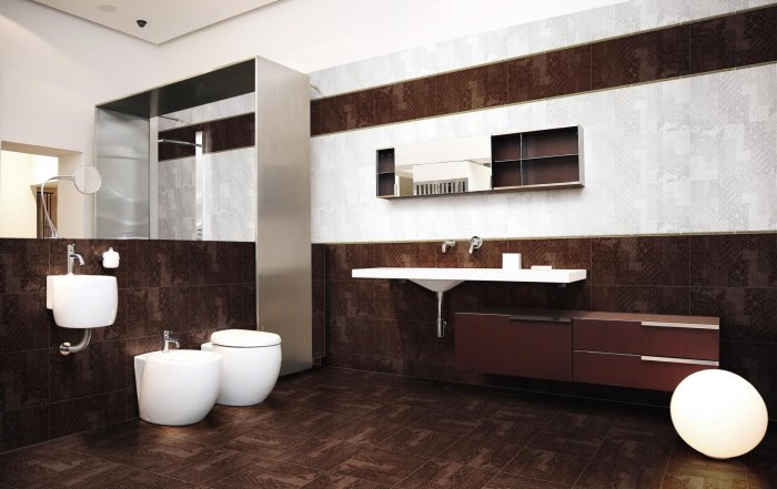 Тёмно коричневая плитка в ванную комнату