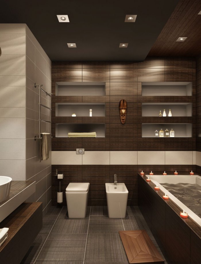 Ванная в коричневом цвете
