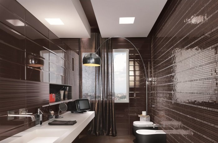 Ванная комната в коричневых тонах
