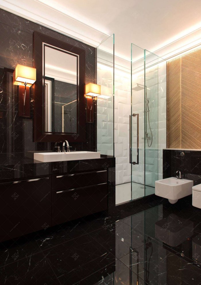 Черно коричневая ванная комната