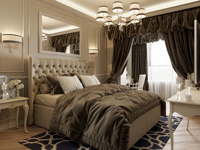 Интерьер мужской спальни в классическом стиле