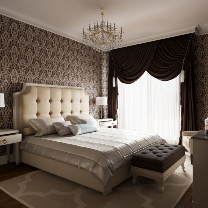 Интерьер мужской спальни в классическом стиле
