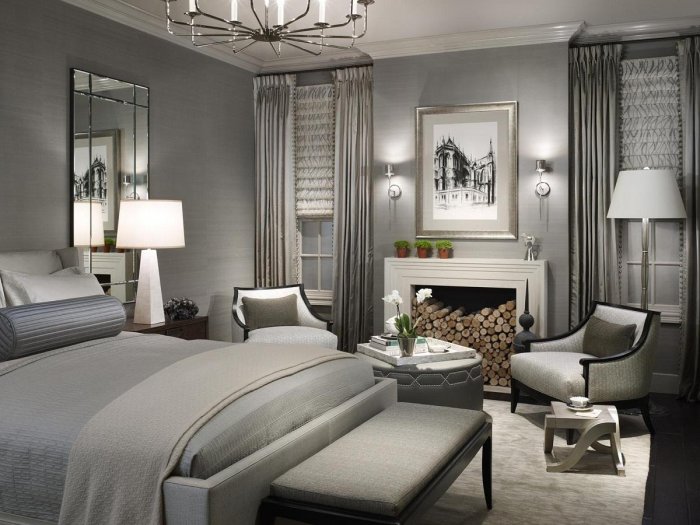 Спальня в стиле арт деко в серых тонах
