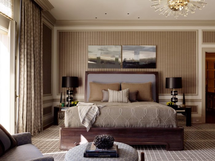 Спальня в американском стиле в коричневых тонах