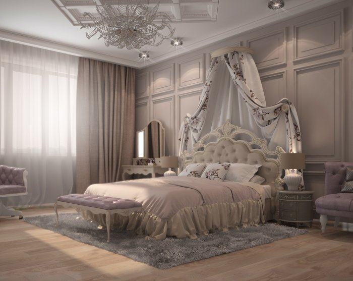 Интерьер мужской спальни в классическом стиле