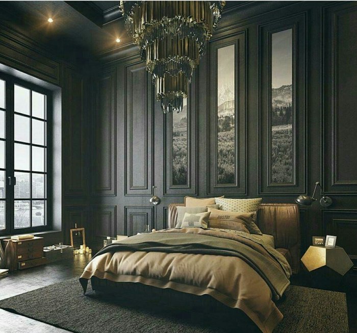 Спальня в темном стиле