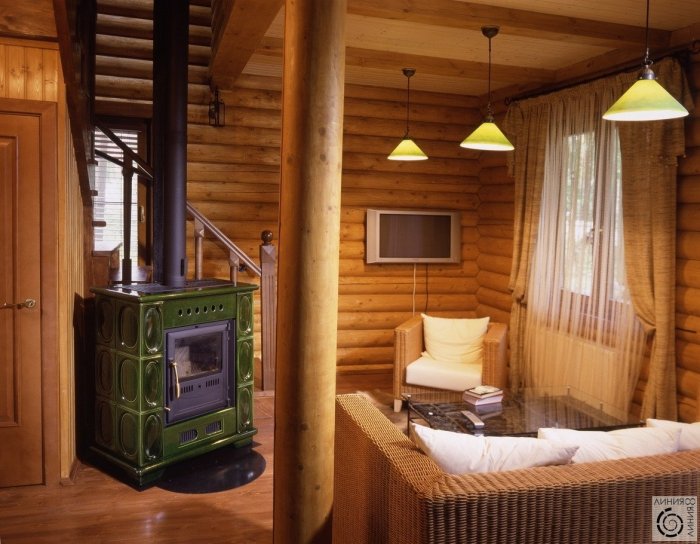 Дача с печкой интерьер