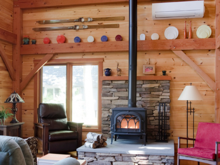 Дача с печкой интерьер