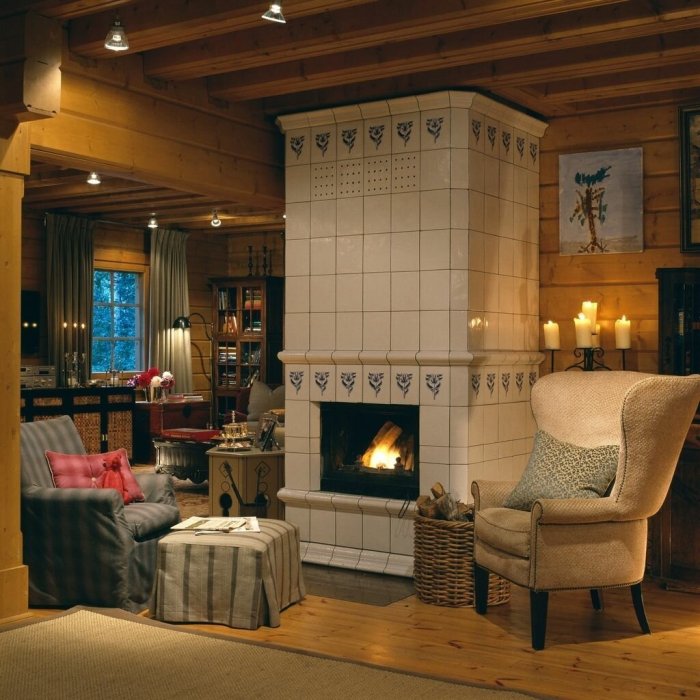 Интерьеры деревянных домов с печью