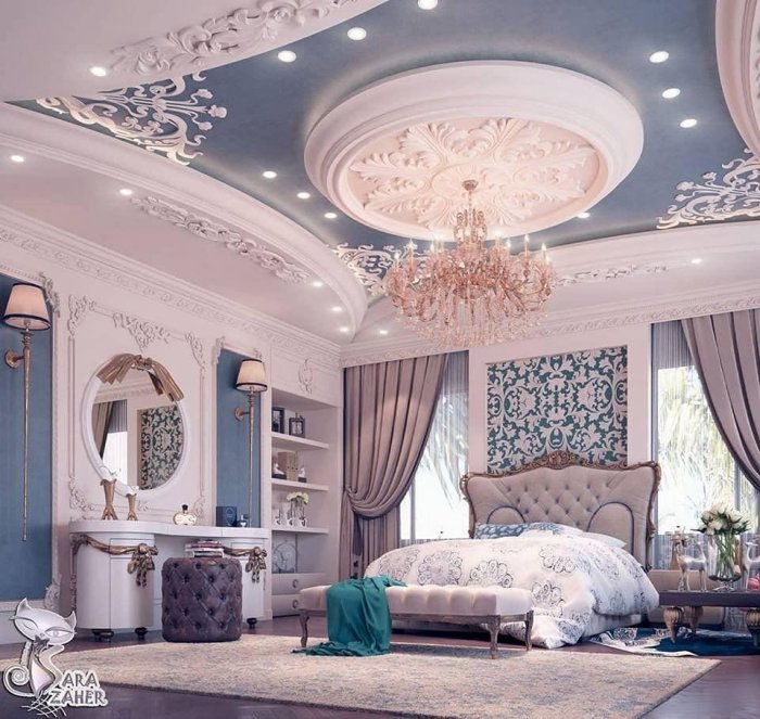 Красивый потолок в спальне