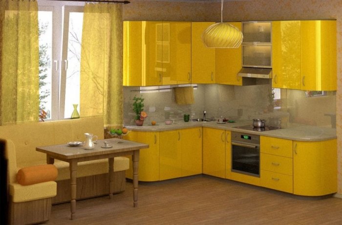 Дизайн желтой кухни