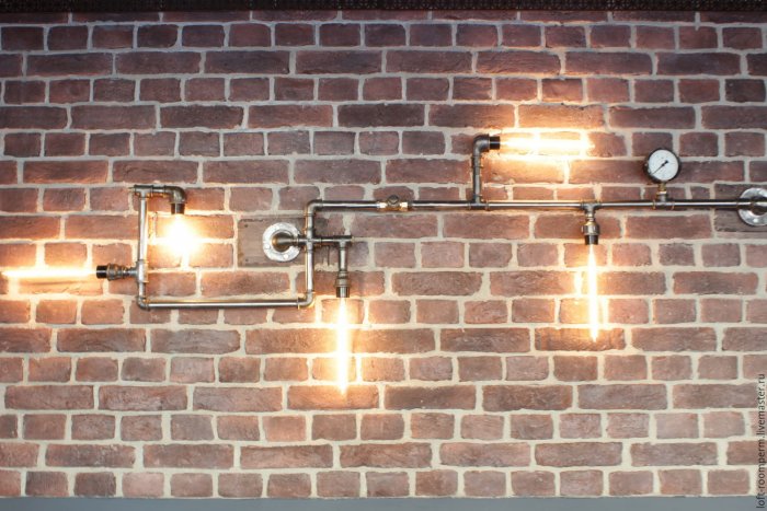 Светильник настенный лофт на стену из кирпичей