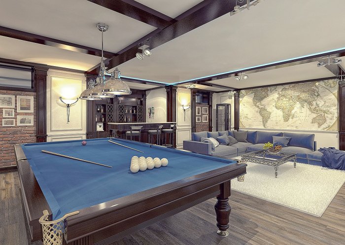 Бильярдная в современном стиле