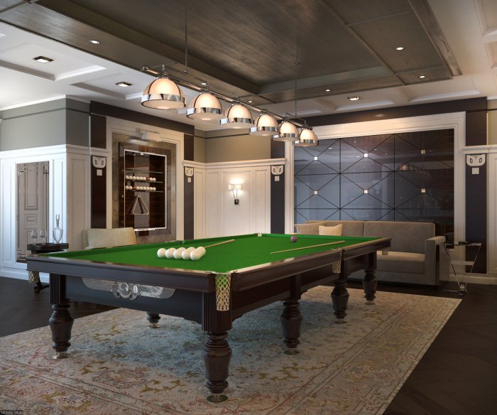 Интерьер бильярдной комнаты