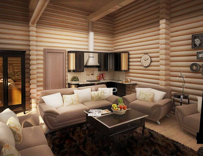 Интерьер гостевого домика с баней