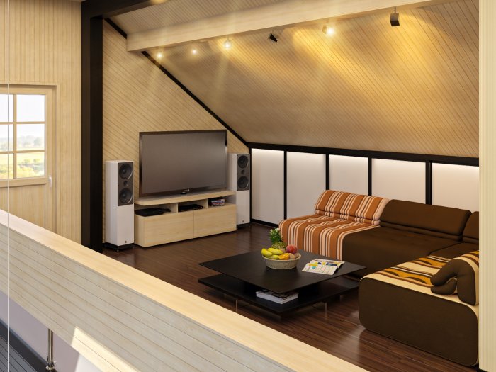 Гостиная под крышей