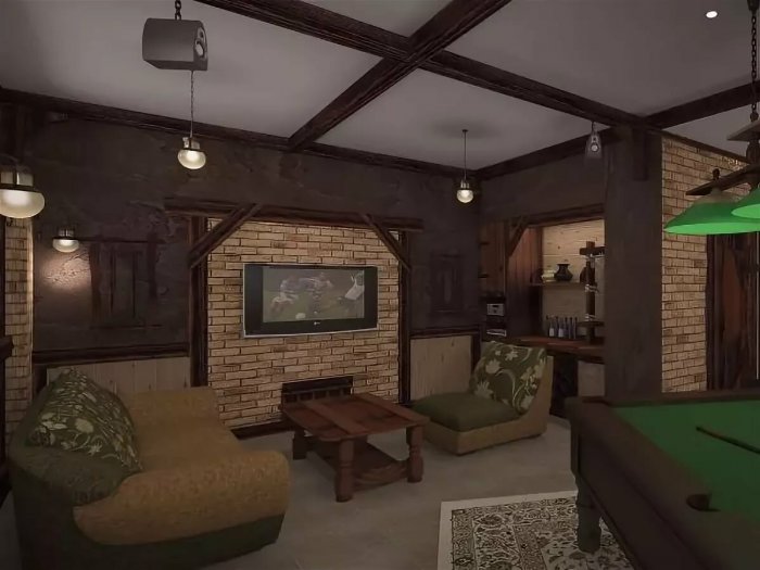 Комната отдыха в цокольном этаже