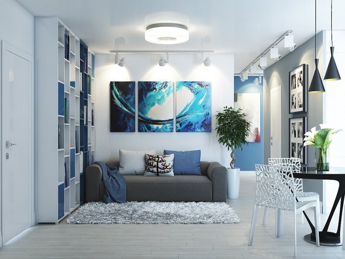 Интерьер в голубых тонах современный