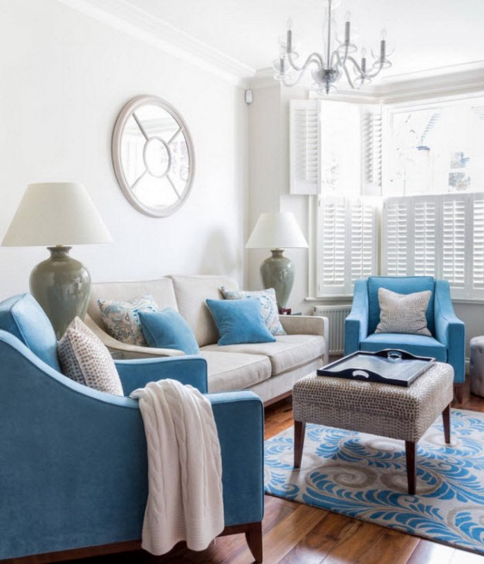 Гостиная в голубых тонах