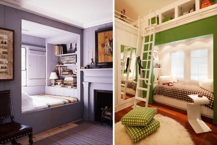 Уютное спальное место в маленькой комнате