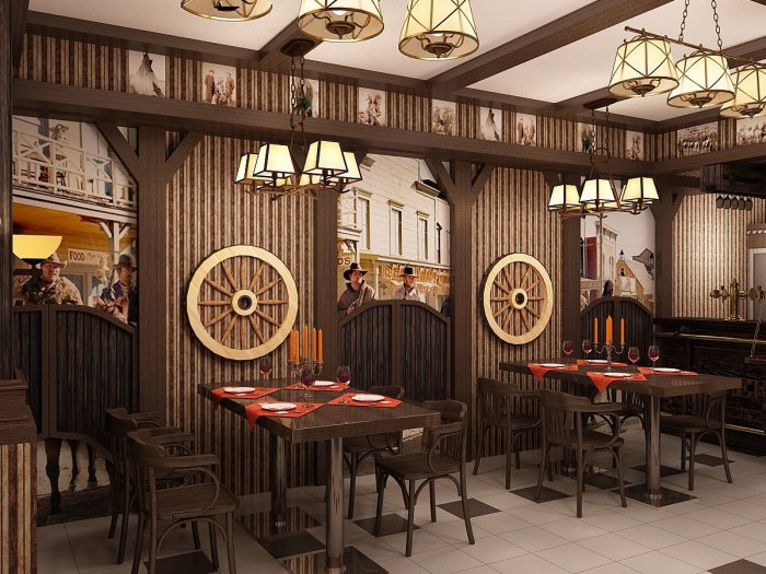 Салун на диком западе интерьер