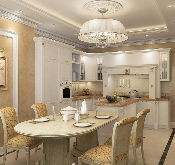 Гостиная-столовая в классическом стиле