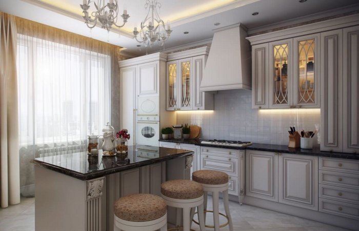 Шторы для классической кухни