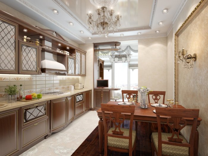 Отделка кухни в классическом стиле