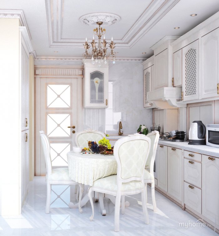 Белая кухня студия Неоклассика