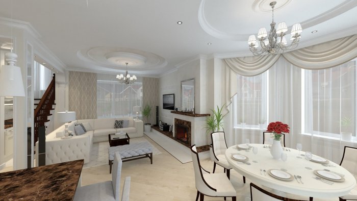 Гостиная Объединенная со столовой