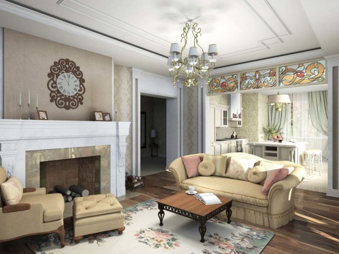 Неоклассика гостиная в частном доме
