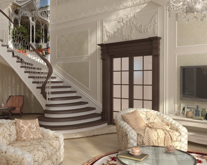 Лестницы в коттедж в стиле Неоклассика