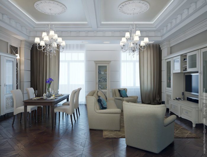 Гостиная столовая Неоклассика