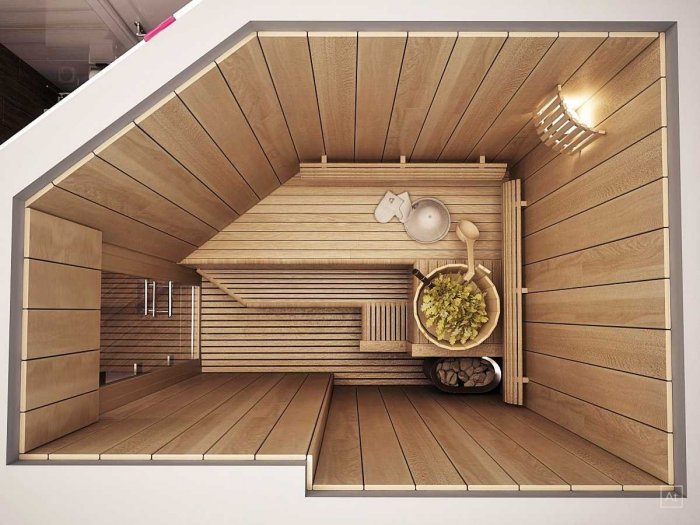 Баня 6 на 6 внутри