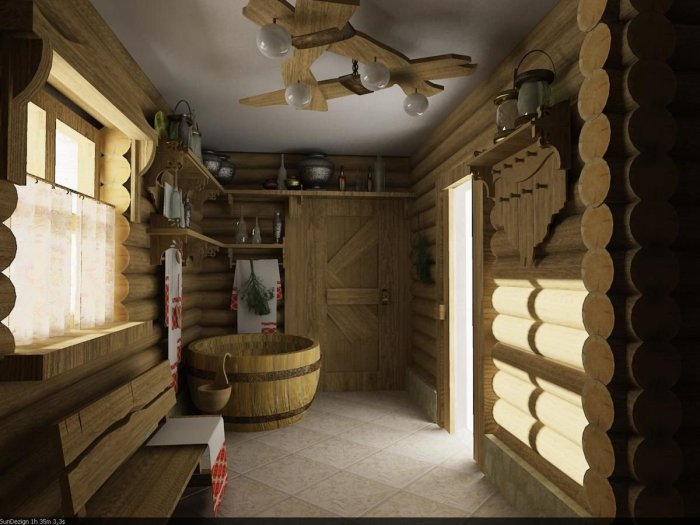 Предбанник деревенский стиль