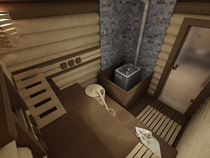 Баня с помывочной и парилкой