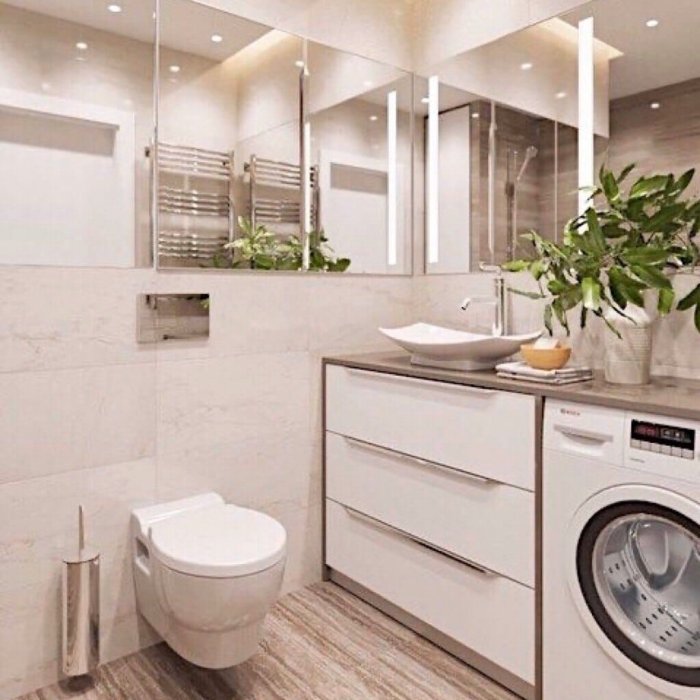 Интерьер ванной в светлых тонах