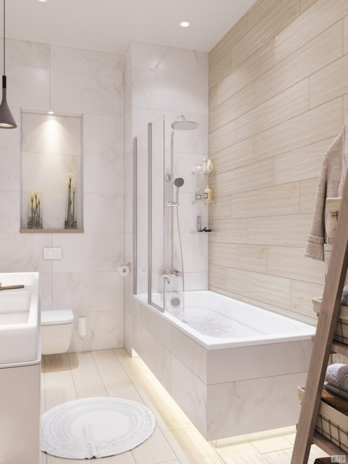 Интерьер ванной в светлых тонах